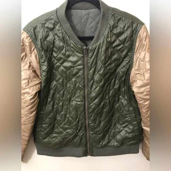 BURTON Womens Cotton Blend Reversible Olive Green Full Zip Bomber Jacket Size M - Picture 5 of 14